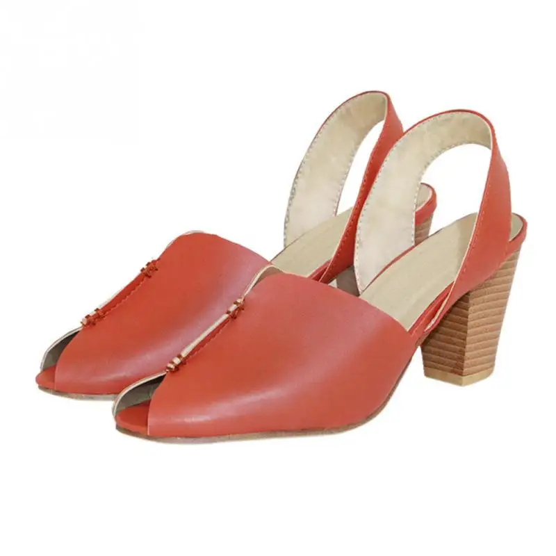 

Party Solid Walking Women Sandals Large Size Fashion Fish Mouth Daily Mid Heel