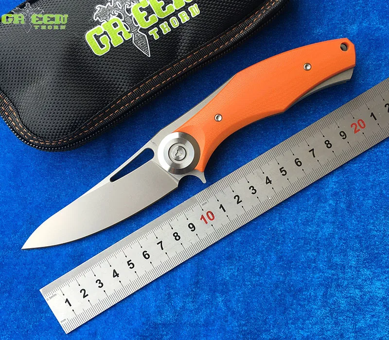 

Green thorn made Dark Flipper folding knife D2 titanium blade G10 handle outdoor survival hunting camping fruit knife EDC tools