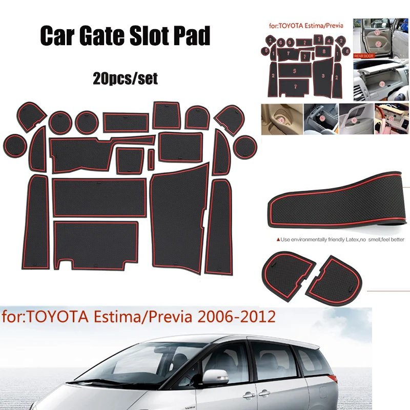 

Hot selling 20pcs/set Gate Slot Pad Door Pad Luminous Non-Slip Interior Door Pad Cup Mat for TOYOTA 2017 Estima Previa 2006-2012