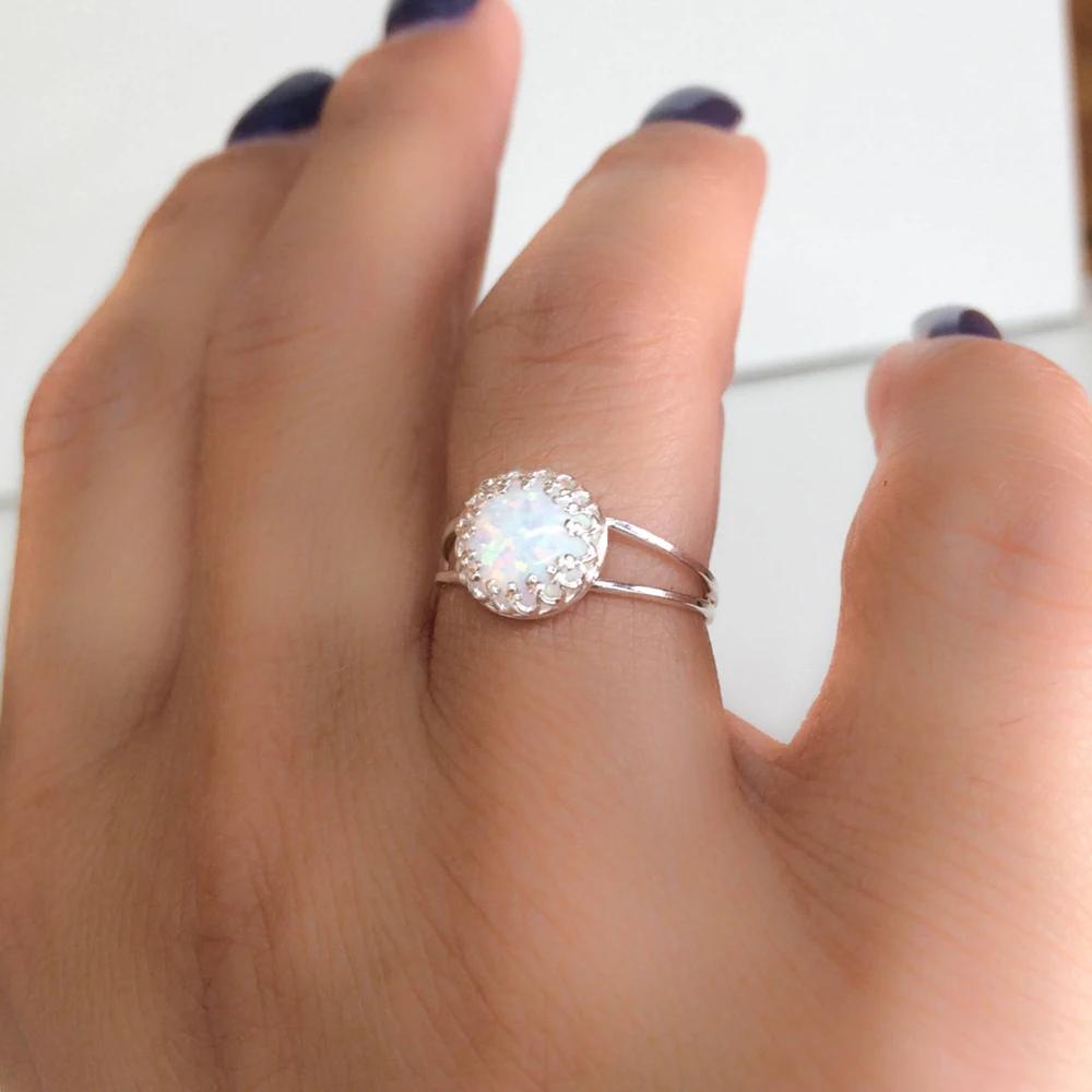 100% Natural Austrialian Fire Opal Round Shape 8mm Gemstone Ring in 14k Rose Gold with Gift Box