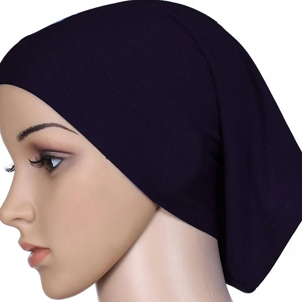 

Popular Women Adjustable Headscarf Mercerized Cotton Head Hood Plain Tube Cap Stretch Elastic Head Covering