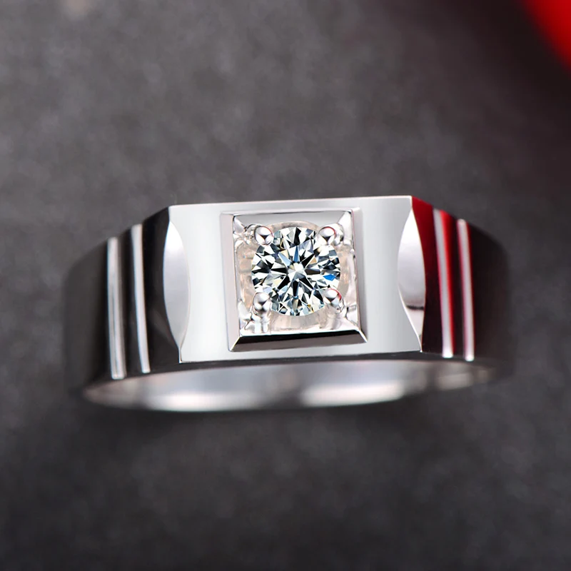 

0.26ct Solitaire GIA Diamond Ring for Men 18K White Gold SI1 H Ex Round Cut Natural GIA Diamond Jewelry Wedding Rings