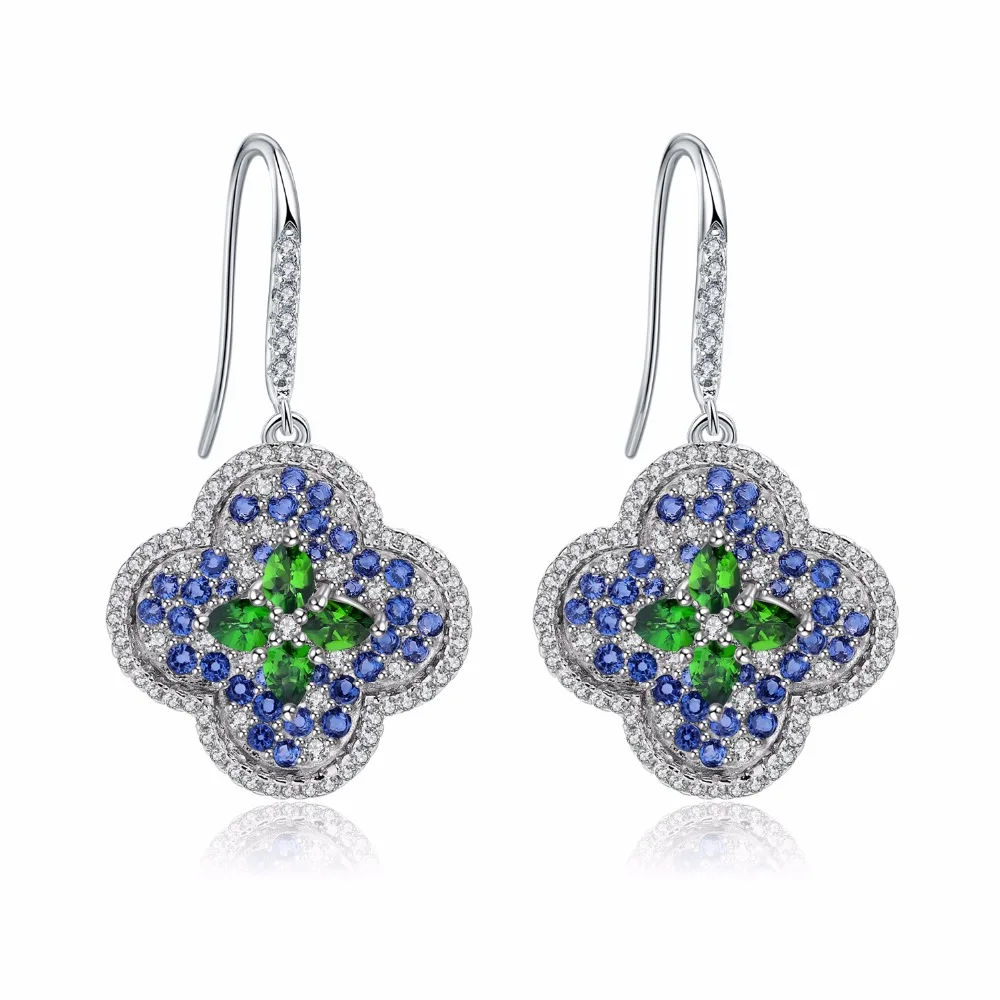 Женские серьги капли GEM'S BALLET 1.30Ct натуральный хром диопсайд Настоящее серебро 925