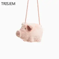 Корейская модная замшевая женская сумка свинка маленькая круглая Сумка розовая Женская сумка через плечо сумка на запястье вечерние Для