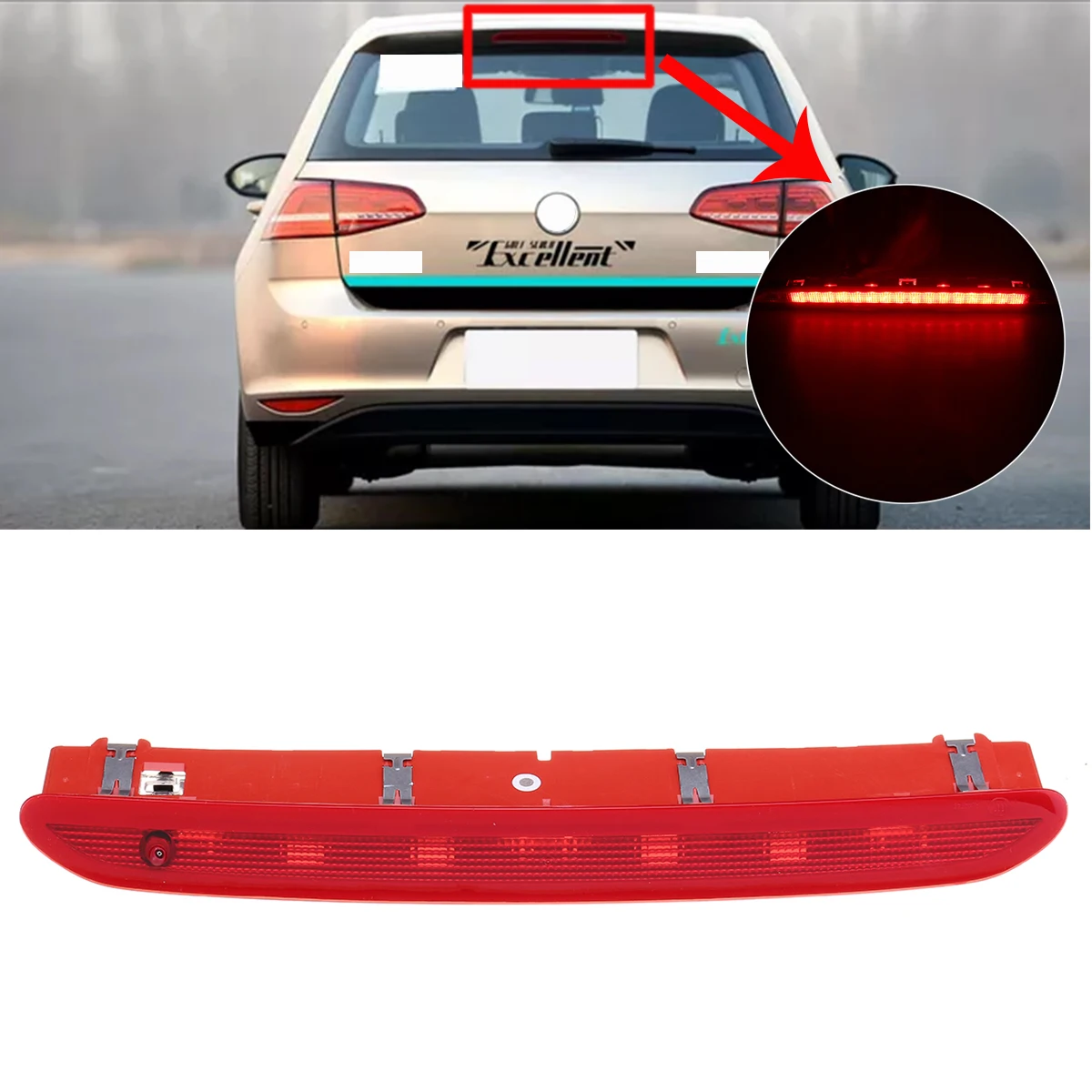 Car LED High Level Rear Third Brake Lights 12V Tail Stop Lamp Wite+Red