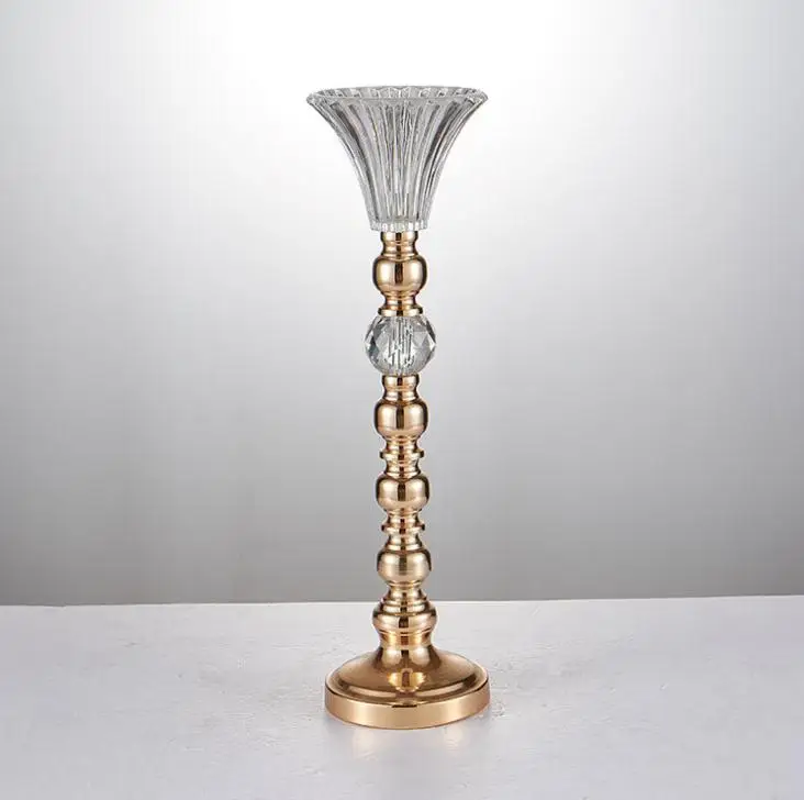 New crystal beaded flower stand candlestick candelabra candle holder wedding table centerpieces crystal decor vase SN1760