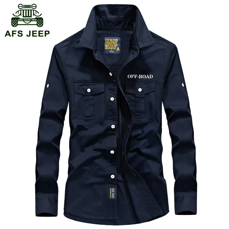 AFS JEEP 2016 Autumn font b men s b font casual brand shirt man spring high