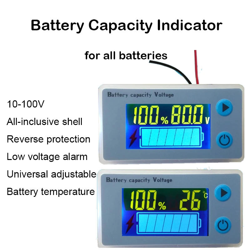 

10S 13S 14S Lithium Battery Capacity Indicator Power LCD Display Temperature Sensor Low Voltage Alarm 36V 54V 58V Li-ion Tester