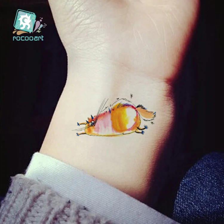 Rocooart Женская Татуировка лиса временные татуировки наклейки Стрекоза тату для детей маленькая поддельная Татуировка боди-арт татуаж милый кот тату