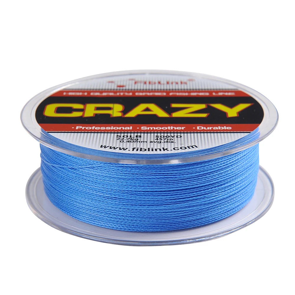 Fiblink Crazy Fishing Lines 457M 500 ярдов 4 нити PE плетеные лески синие 10Lb 80 lb супер прочная леска