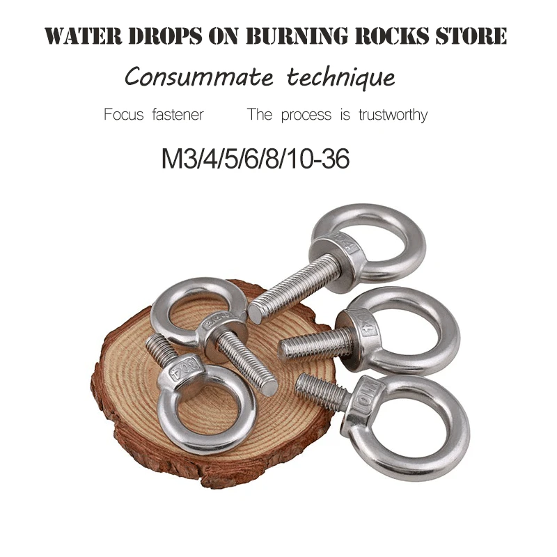

Free shipping M3/4/5/6/8/10/12/14/16-36 304 Stainless Steel Lifting Eye Bolt Round Ring Hook Bolt