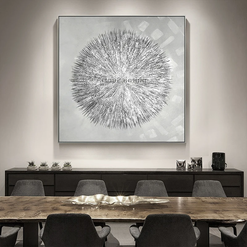 

Silvery Acrylic Canvas Oil Painting Nordic Style Quadro Caudro Decoration Modern Abstract Texture Wall Art for Living Room