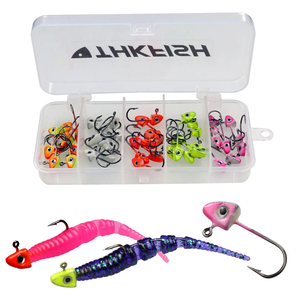 

THKFISH 50Pcs 1.6g-1.8g Winter Ice Fishing Jigs Lure Lead Jig Heads Fishing Hooks Ice Fishing Hook Carp Fishing Jig Lures