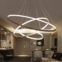 60CM 80CM 100CM Modern Pendant Lights For Living Room Dining Room Circle Rings Acrylic Aluminum Body LED Ceiling Lamp Fixtures 1