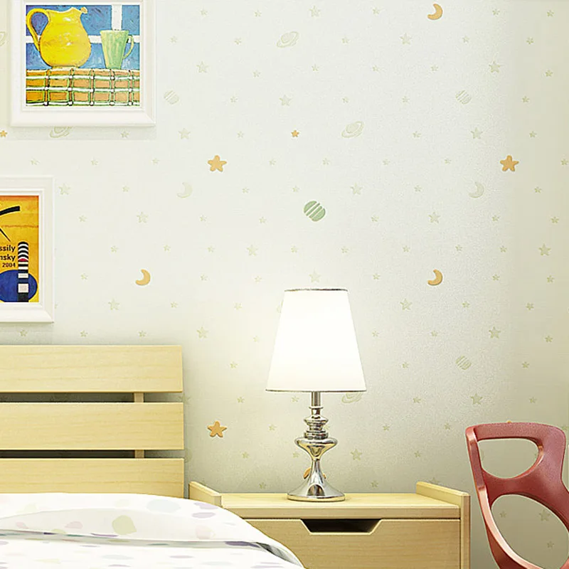 Children's Room Non-Woven Wallpaper 3D Cartoon Star Clouds Boys And Girls Bedroom Eco-Friendly Flocking Wall Paper 3D Home Decor Children's Room Non-Woven Wallpaper 3D Cartoon Star Clouds Boys And Girls Bedroom Eco-Friendly Flocking Wall Paper 3D Home Decor