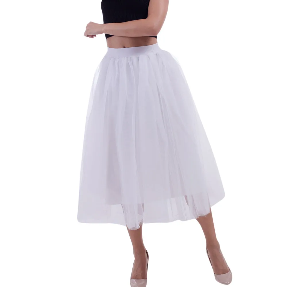Одежда 2109, Новая женская юбка-пачка, большой размер, сетчатая фатиновая юбка принцессы, сетчатая юбка-баллон, элегантная Однотонная юбка для девочек - Цвет: White