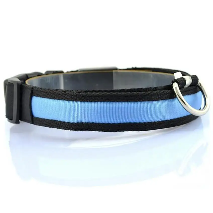 Нейлоновый светодиодный ошейник для собак, ночная защита от потери, мигающие светящиеся товары для собак, 7 цветов, размеры s, m, l, xl, для щенков 2,12 - Цвет: Blue