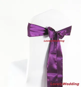

100pcs Top Quality Dark Purple Satin Chair Sash 9x220cm For Wedding Events &Party Decoration/chair sash belt for chair cover
