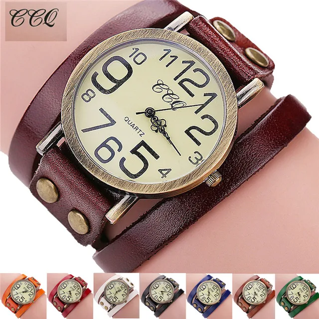 2018 CCQ Brand Vintage Cow Leather Bracelet WristWatch Luxury Casual Women Quart 2018 CCQ Brand Vintage Cow Leather Bracelet WristWatch Luxury Casual Women Quart