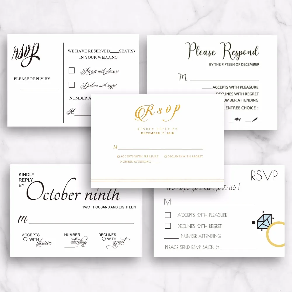 Customized RSVP Cards Unique Reply Card Pearl Paper Invitation cards