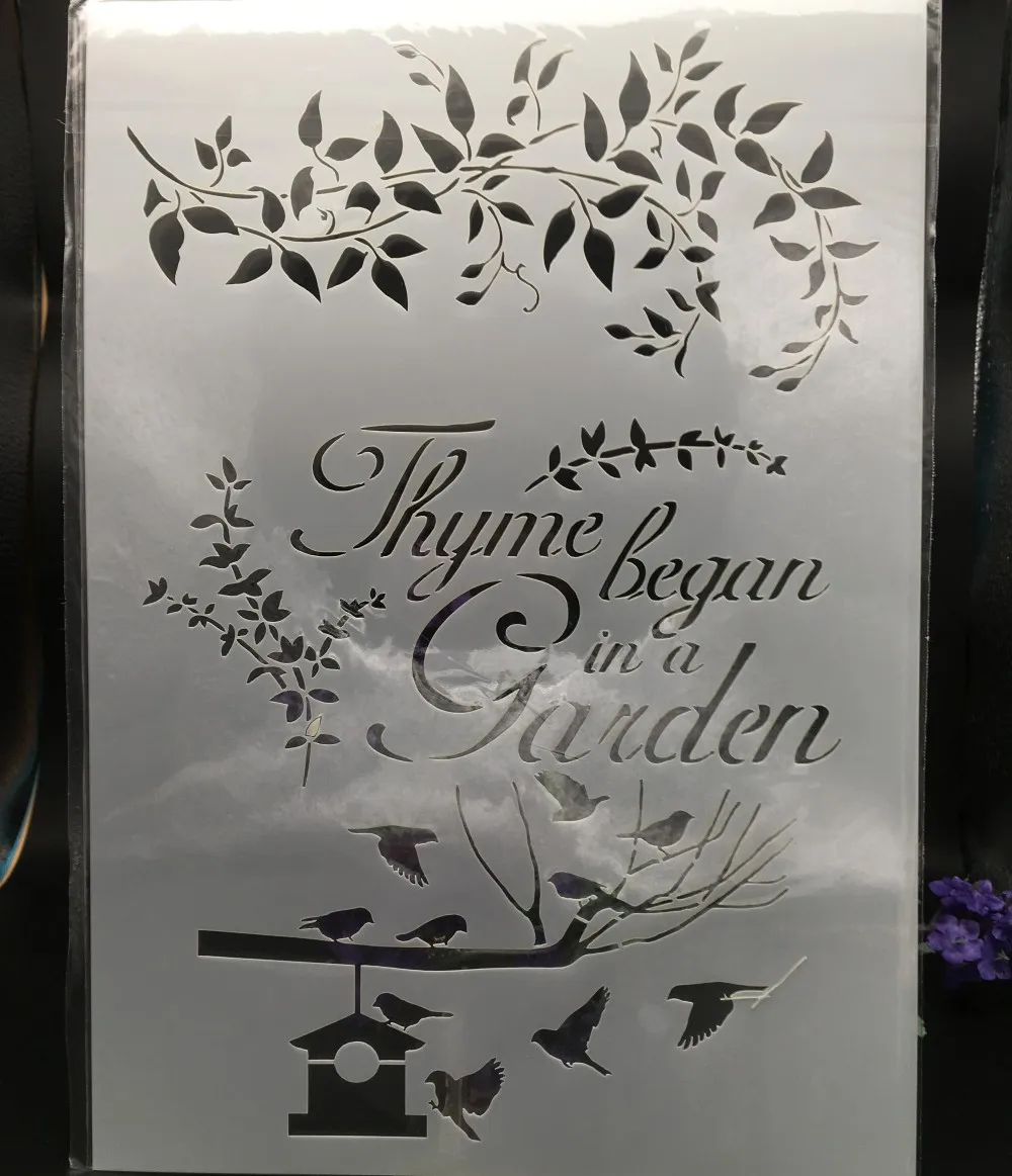 

29*21cm A4 Thyme Garden Bird DIY Layering Stencils Wall Painting Scrapbook Coloring Embossing Album Decorative Card Template