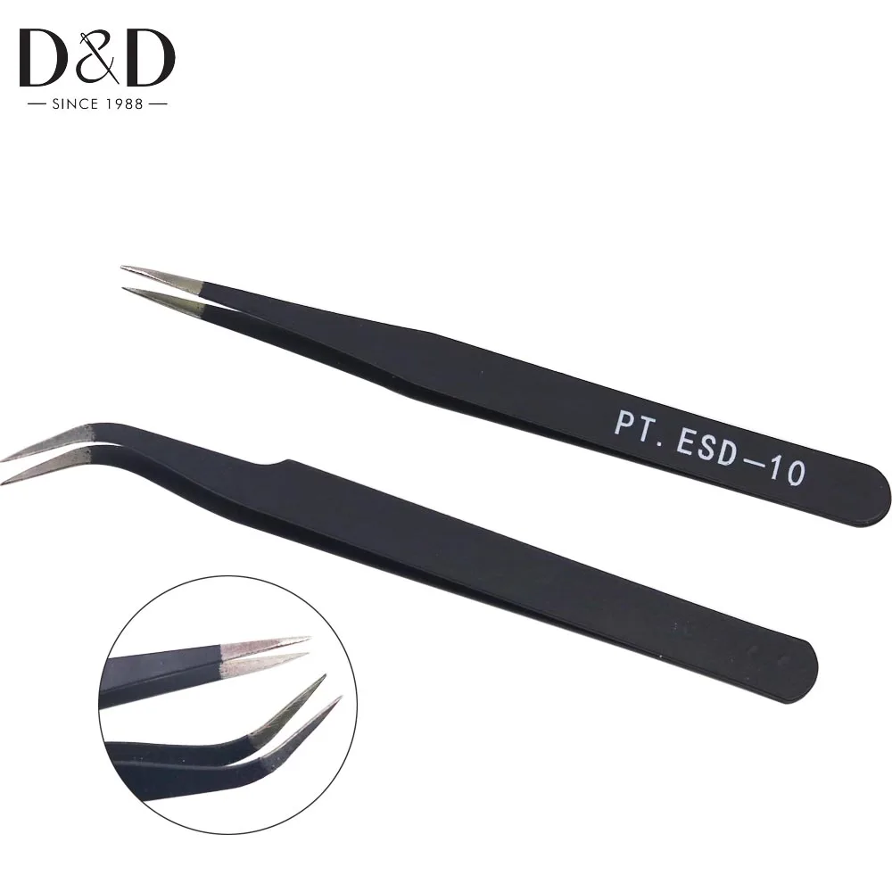 

1Pc Stainless Steel Tweezers Anti-static Cross Tweezers Rhinestone Picker DIY Cross Stitch Tools Sewing Accessories