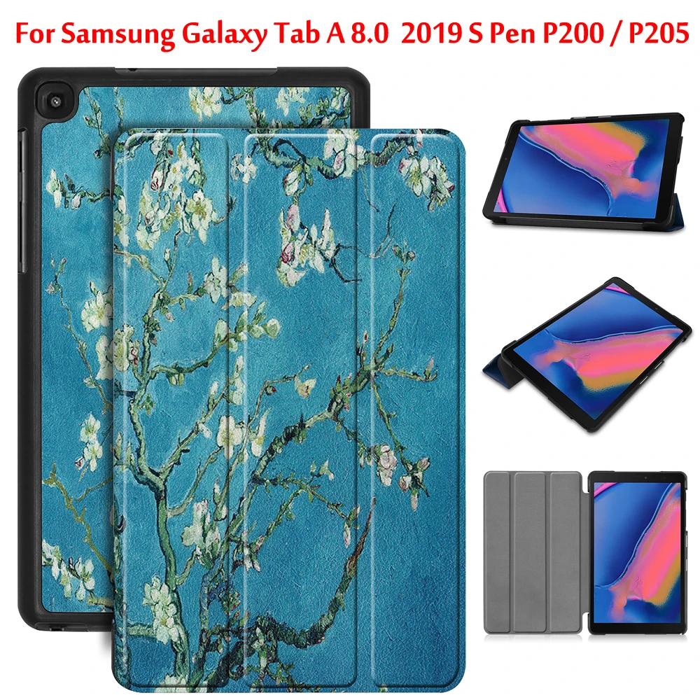 360 Rotating Case For Samsung Galaxy Tab A 8.0 S Pen P200 P205 SM-P200 SM-P205 Smart Auto Sleep / Wake Stand Leather Cover