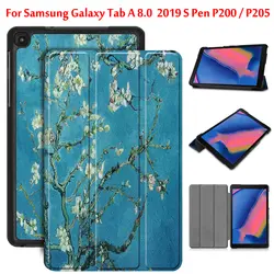 Планшет funda чехол для Samsung Galaxy Tab A 8,0 P200 P205 2019 для Samsung Galaxy Tab A 8 "2019 чехол для планшета чехол