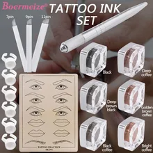 Tattoo Kit Pigment Ink Manual Pen Eyebrow Permanent Makeup Disposable Microblading Needles Practice Skin Ink Cup Set Beginners Tattoo Kit Pigment Ink Manual Pen Eyebrow Permanent Makeup Disposable Microblading Needles Practice Skin Ink Cup Set Beginners