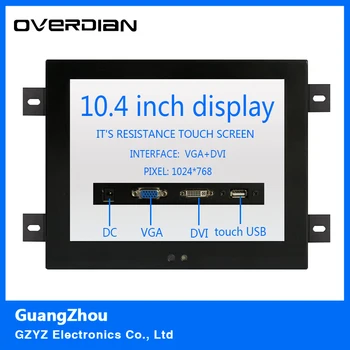 

10.4" VGA/USB/DVI Interface Resistance Touch Industrial LCD Monitor/Display 1024*768 Metal Shell Hanger Card Installation 4:3