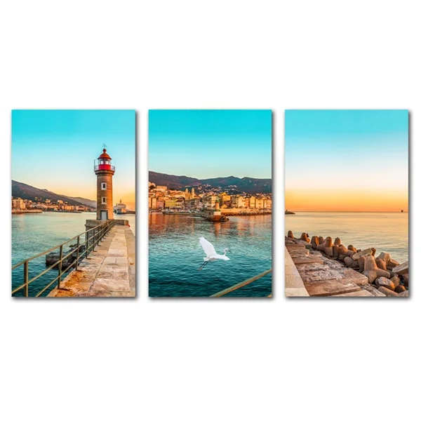 3pcs Discount Картина с голубым морским закатом, пейзажем, скандинавским морем, плакат на холсте, настенные картины для гостиной, украшение дома - Цвет: 3pcs Discount