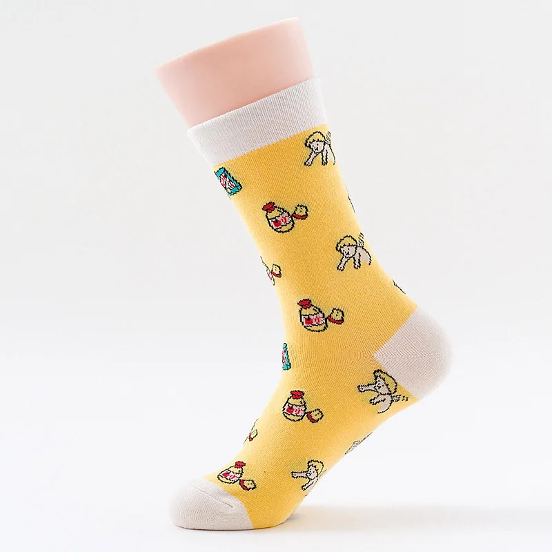[COSPLACOOL] крутые носки с изображением планеты, женские носки с животными, Harajuku, новинка, Sokken, чёсаные хлопчатобумажные забавные Носки с рисунком, жаккардовые мужские носки - Цвет: 8