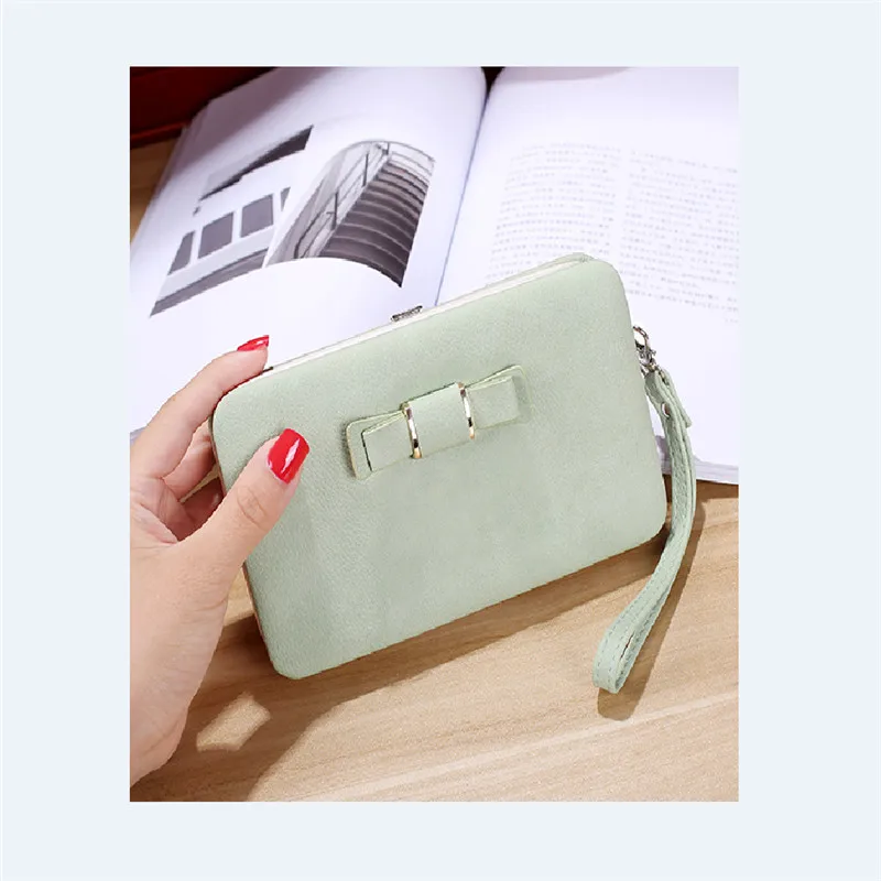 Для девочек, женщин из искусственной кожи Кошелёк-клатч держатель для карт кошелек коробка Сумки из натуральной кожи сумка сумки для хранения - Цвет: Matcha green
