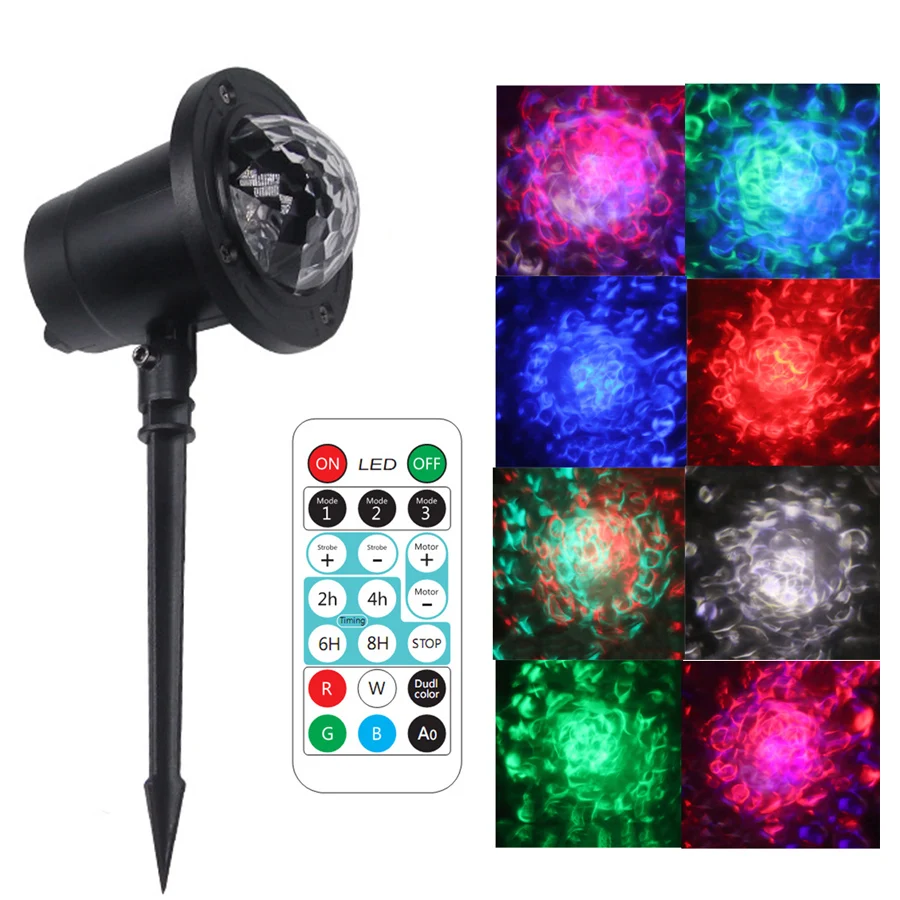 

Thrisdar RGBW Water Wave Ripple Outdoor Laser Projector Lamps led Spotlight Garden Landscape Party Disco Stage Light with Remote