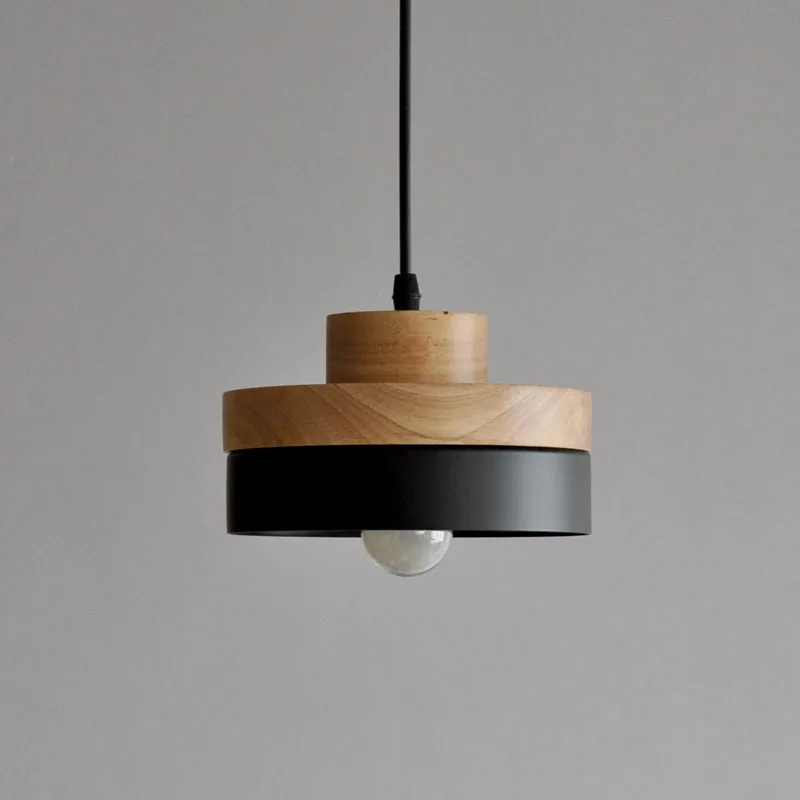  Nordic Round Led Pendant Light Fixture Modern Square Wooden Metal Iron Hanging Lamp Suspension Lumi - 32917956843