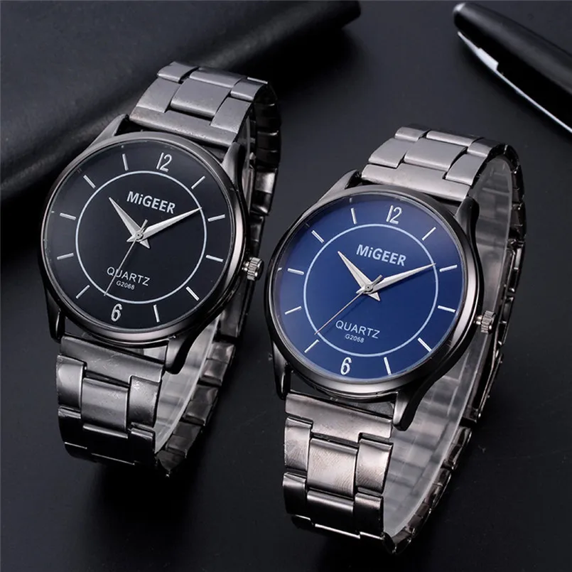 

Luxury Business Unique Fashion Man Design Stainless Steel Analog Alloy Quartz Wrist Watch Male Clock for Gift Relogio Feminino