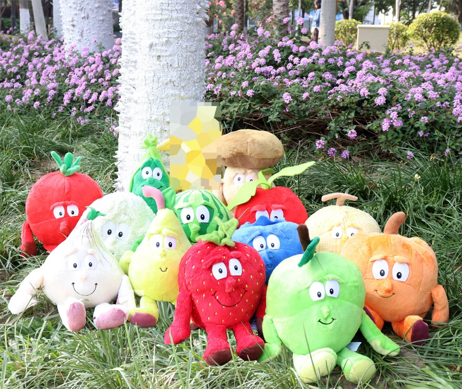 

New Multiple Styles Selected New Fruits Vegetables cauliflower Mushroom blueberry Starwberry 9" Soft Plush Doll Toy Object photo