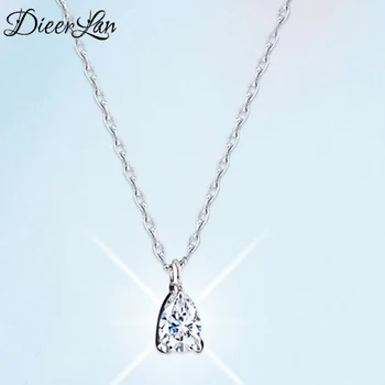 

925 Sterling Silver Jewelry Water Drop Zircon AAA CZ Diam Choker Necklace Women 925-sterling-silver Necklaces & Pendants D327