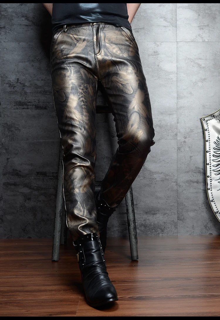 2 цвета, модные брюки из искусственной кожи для мужчин, тонкие обтягивающие брюки из искусственной кожи, мужские высококачественные узкие брюки из искусственной кожи на молнии