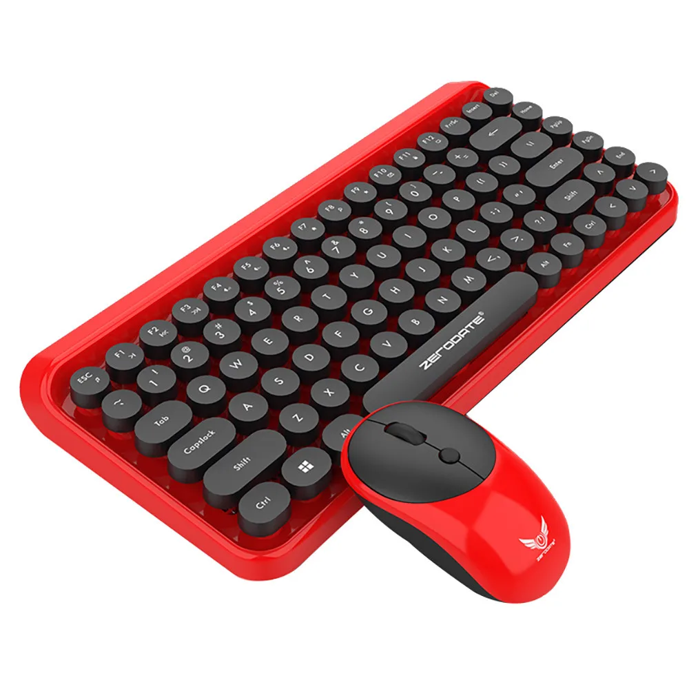 

2.4GHz Retro Style 84 Keys Wireless Gaming Keyboard and Mouse Set Desktop Keyboard Mouse Combo