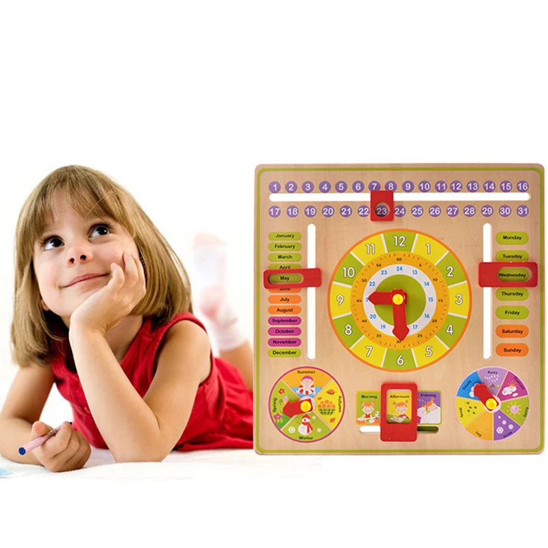 

Cartoon Calendar Clock Wood Numbers Math Preschool Early Childhood Baby Kids Toy Kids Learning & Education Puzzle Toy