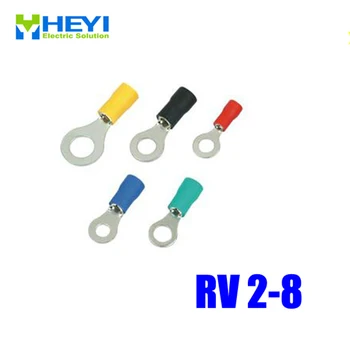 

Good Quality 100pcs/lot RV2-8 AWG16-14 Copper Insulating Crimp Terminals Connectors Ring Terminal