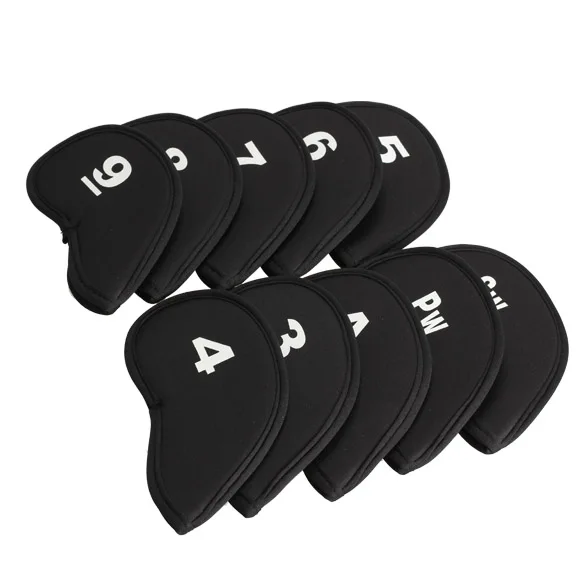 US $2.68 10Pcs Golf Head Covers Iron Putter Protective Black Window Golf Club Iron Head Protector Accessorie
