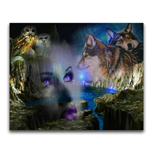 Пользовательские Алмазная картина волка красота Сова Кошки вышивка крестиком Санта Клаус Снеговик hibah домашний декор diy pintura Алмазная мозаика Круз