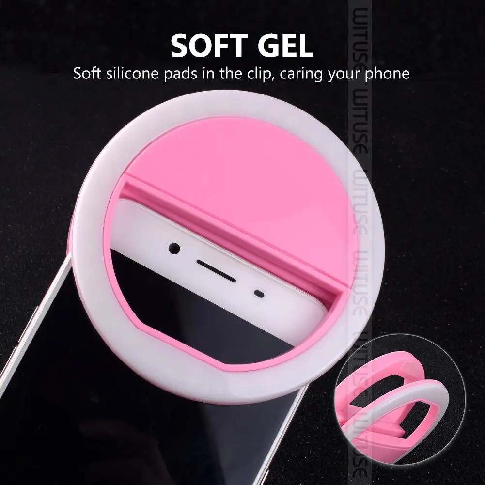 

AAA Battery Poered Luxury LED Light Up Selfie Luminous Flash Ring Fill Clip Camera Lentes For Mobile Phone iPhone SAMSUNG huawei