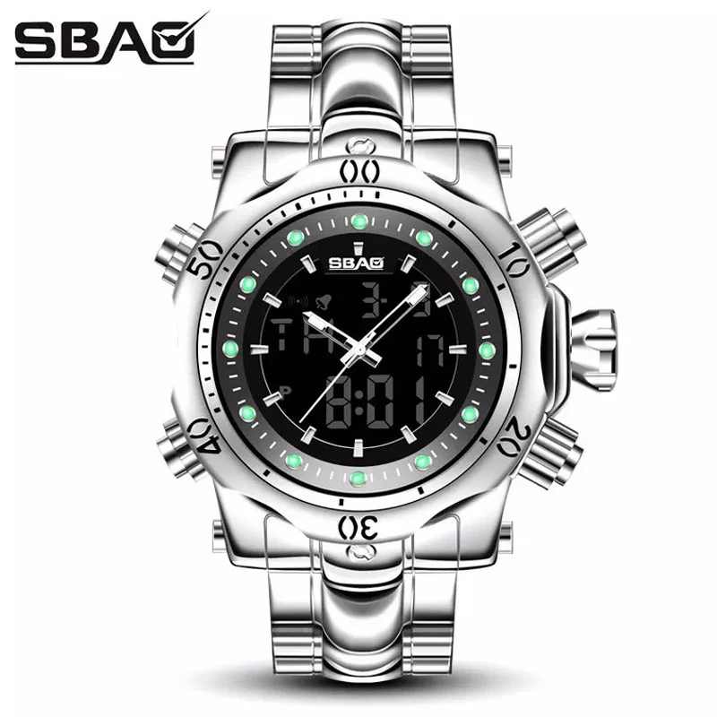 

Watches Men Waterproof Stainless Steel Luxury Analogue Wrist Watches Chronograph Date Sport Quartz Digital Watches Montre Homme