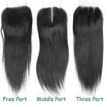 I Do Brazilian Virgin Human Hair Closure 4*4 Straight Lace Closure Bleached Knots Free Middle Three Part Lace Closure