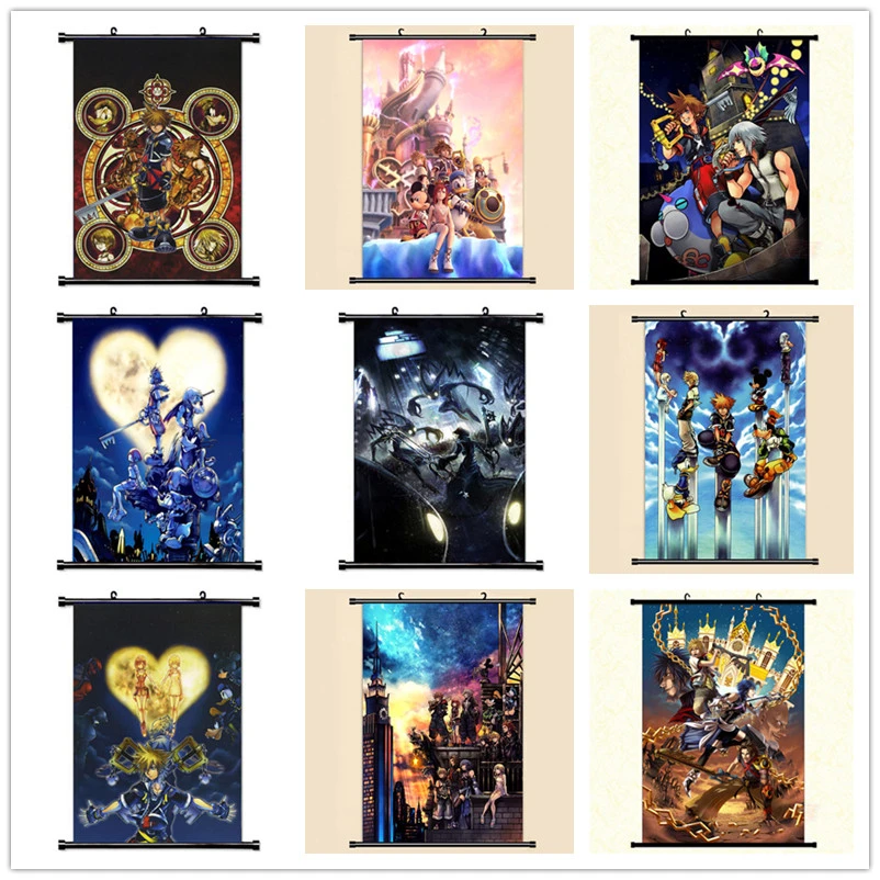 Anime Manga Kingdom Hearts Wall Scroll Painting 40x60 Picture Wallpaper Stickers Poster 001 Painting Calligraphy Aliexpress