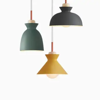 

Fashion Indoor Lighting Pendant Lights Wood And Aluminum Lamp Restaurant Bar Coffee Dining Room LED Hanging Light Fixture