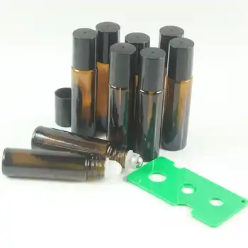 DHL Free 200pcs/lot 10ml Amber Roll On Roller Bottle for Essential Oils Refillable Perfume Bottle Deodorant Containers